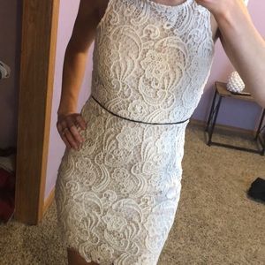 Lace open back fitted dress